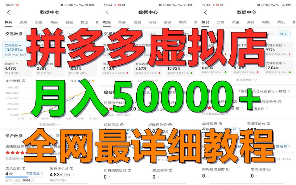 拼多多虚拟电商训练营月入50000+你也行，暴利稳定长久，副业首选-靠谱项目库