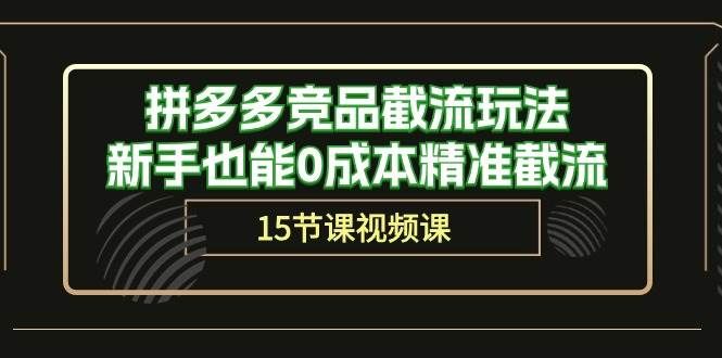 （10301期）拼多多竞品截流玩法，新手也能0成本精准截流（15节课）-靠谱项目库