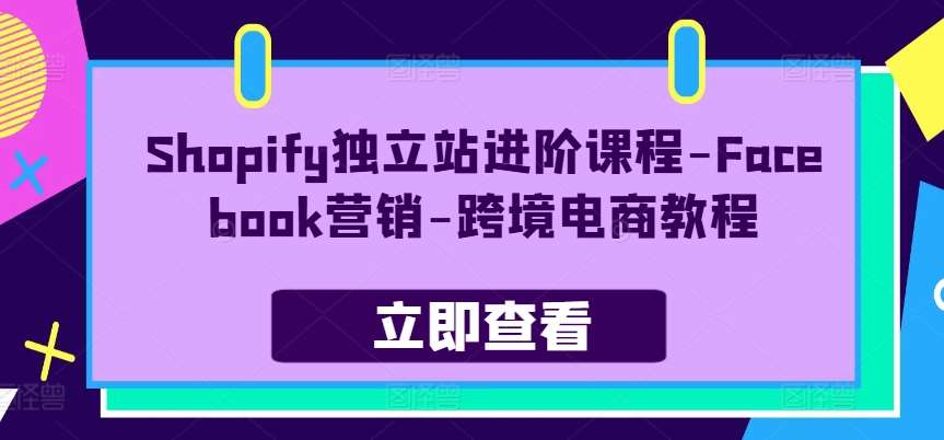 Shopify独立站进阶课程-Facebook营销-跨境电商教程-靠谱项目库