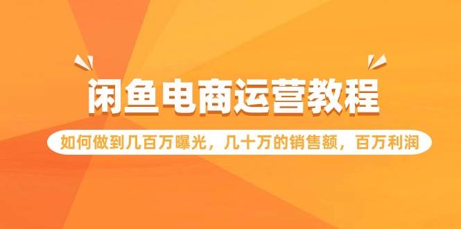 闲鱼电商运营教程：如何做到几百万曝光，几十万的销售额，百万利润-靠谱项目库