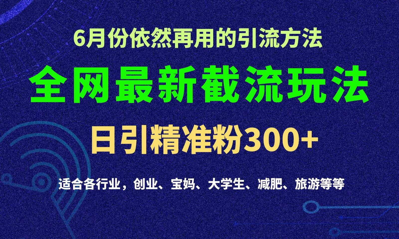 2024全网最新截留玩法，每日引流突破300+-靠谱项目库