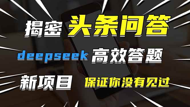 （14480期）头条问答，刚出的新玩法！保证你没见过！用DeepSeek去高效答题，一个账…-靠谱项目库
