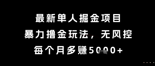 最新单人掘金项目，暴力撸金玩法，无风控，每个月多挣5k+【揭秘】-靠谱项目库