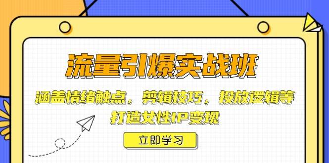 （14008期）流量引爆实战班，涵盖情绪触点，剪辑技巧，投放逻辑等，打造女性IP变现-靠谱项目库