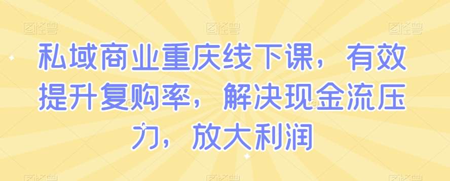 私域商业重庆线下课，有效提升复购率，解决现金流压力，放大利润-靠谱项目库