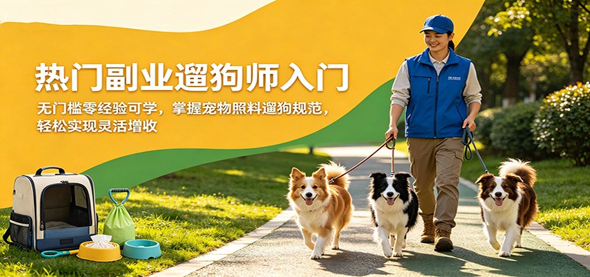 热门副业遛狗师入门，无门槛零经验可学，掌握宠物照料遛狗规范，轻松实现灵活增收-靠谱项目库
