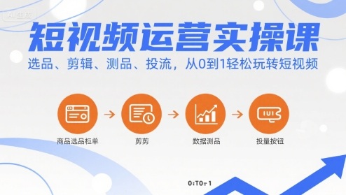 短视频运营实操课，选品、剪辑、测品、投流，从0到1轻松玩转短视频-靠谱项目库