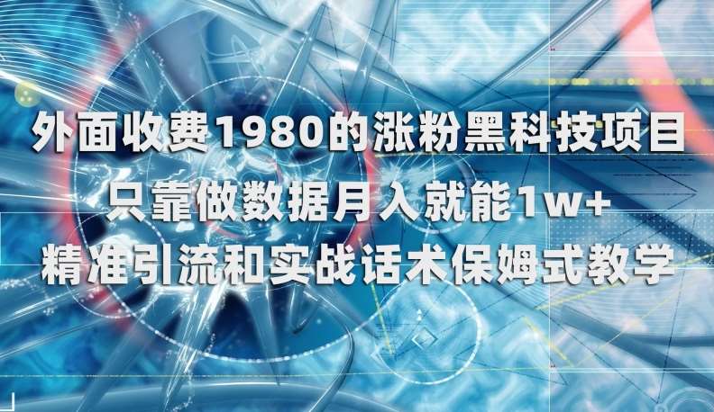 外面收费1980的涨粉黑科技项目，只靠做数据月入就能1w+【揭秘】-靠谱项目库