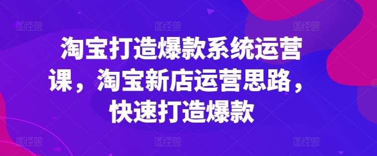 淘宝打造爆款系统运营课，淘宝新店运营思路，快速打造爆款-靠谱项目库