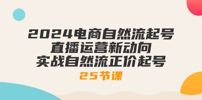 （10609期）2024电商自然流起号，直播运营新动向 实战自然流正价起号-25节课-靠谱项目库