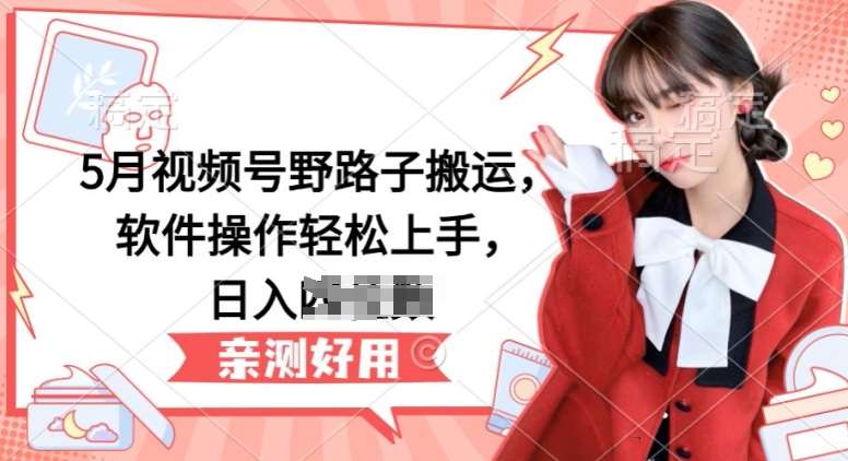 5月视频号野路子搬运，软件操作轻松上手，日入三位数【揭秘】-靠谱项目库
