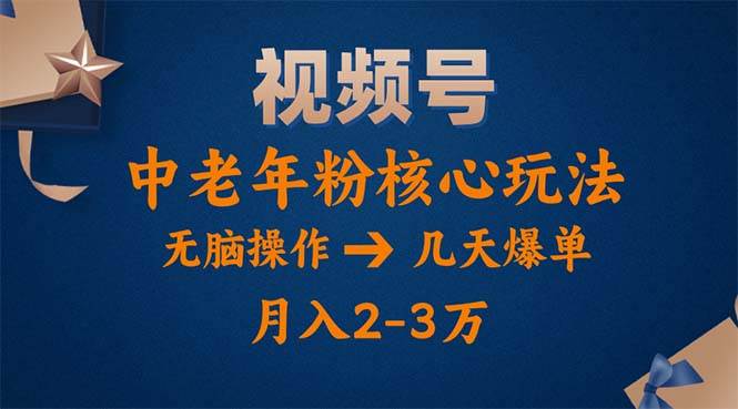 （11288期）视频号火爆玩法，高端中老年粉核心打法，无脑操作，一天十分钟，月入两万-靠谱项目库