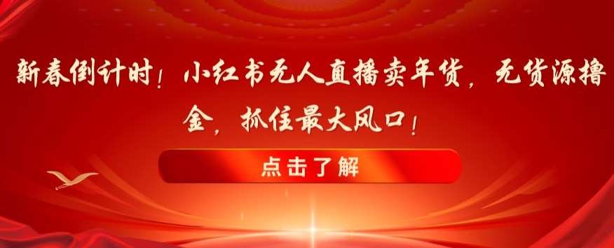 新春倒计时！小红书无人直播卖年货，无货源撸金，抓住最大风口【揭秘】-靠谱项目库