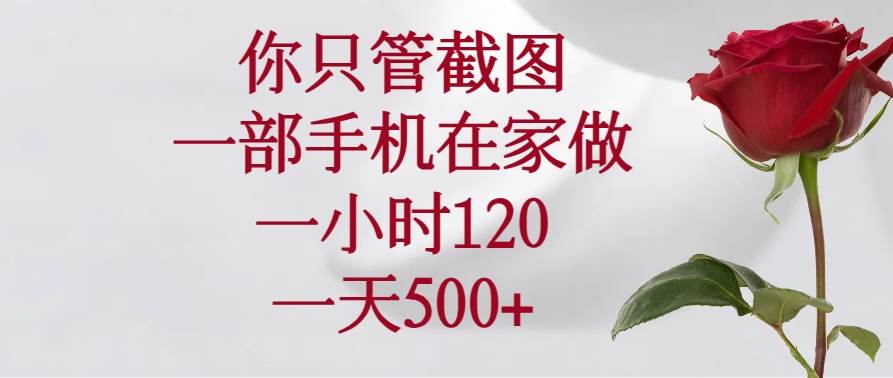 （14248期）你只管截图，一部手机在家做，一小时120，一天500+-靠谱项目库