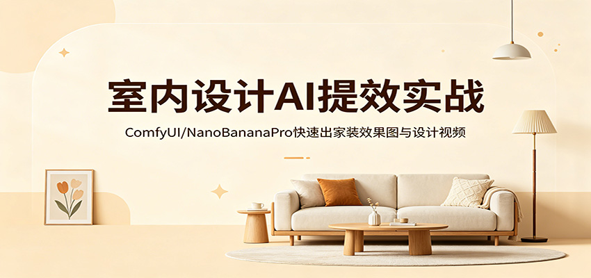 室内设计AI提效实战：ComfyUI/NanoBananaPro快速出家装效果图与设计视频-靠谱项目库