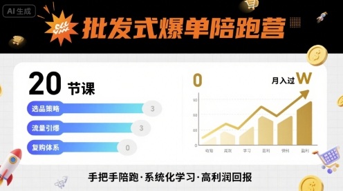 批发式爆单陪跑营，20节课带你实现批发式爆单，带你经松月入过W-靠谱项目库