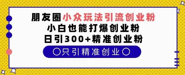 朋友圈小众玩法引流创业粉，小白也能打爆创业粉，日引300+精准创业粉【揭秘】-靠谱项目库