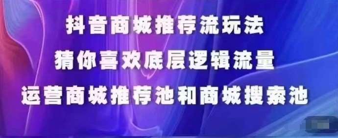 抖音商城运营课程，猜你喜欢入池商城搜索商城推荐人群标签覆盖-靠谱项目库