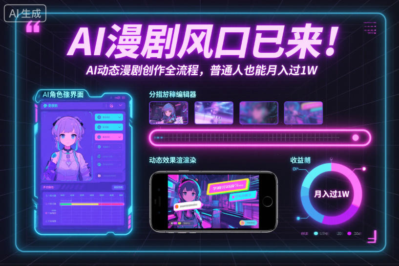 AI漫剧风口已来！AI动态漫剧创作全流程，普通人也能月入过1W-靠谱项目库