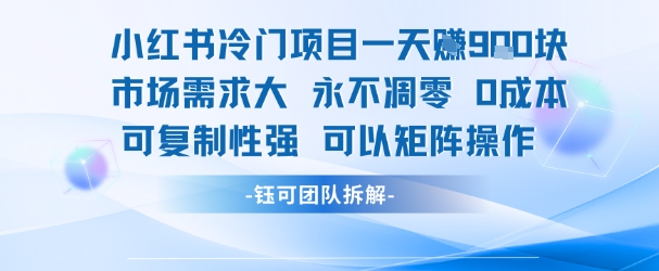 小红书冷门项目一天收益9张，市场需求大，0成本，可复制性强可以矩阵操作-靠谱项目库