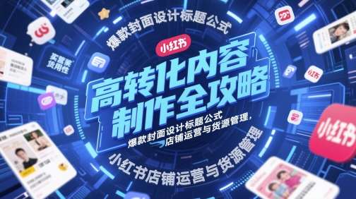 高转化内容制作全攻略，爆款封面设计标题公式，小红书店铺运营与货源管理-靠谱项目库