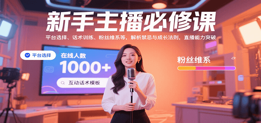 新手主播必修课：平台选择、话术训练、粉丝维系等，解析禁忌与成长法则，突破直播能力-靠谱项目库