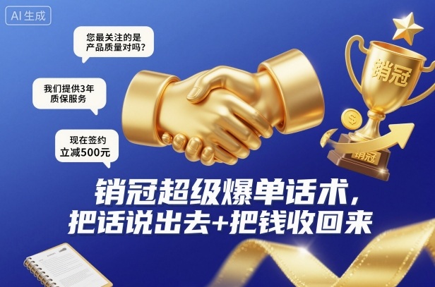 销冠超级爆单话术，把话说出去+把钱收回来-靠谱项目库