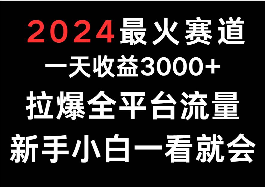 2024最火赛道，一天收一3000+.拉爆全平台流量，新手小白一看就会-靠谱项目库