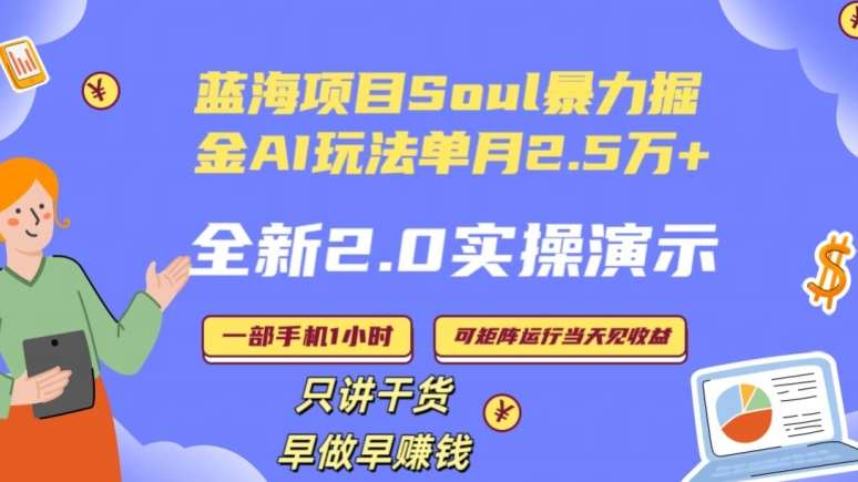 Soul怎么做到单月变现25000+全新2.0AI掘金玩法全程实操演示小白好上手【揭秘】-靠谱项目库