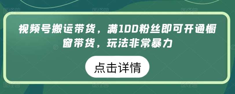 视频号搬运带货，满100粉丝即可开通橱窗带货，玩法非常暴力【揭秘】-靠谱项目库