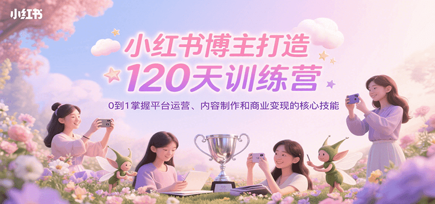 小红书博主打造120天训练营，0到1掌握平台运营、内容制作和商业变现-靠谱项目库