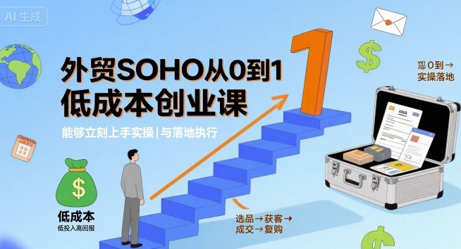 外贸SOHO从0到1低成本创业课，能够立刻上手实操与落地执行-靠谱项目库