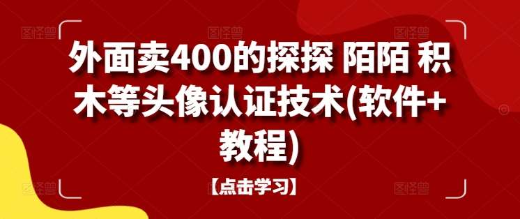 外面卖400的探探 陌陌 积木等头像认证技术(软件+教程)-靠谱项目库