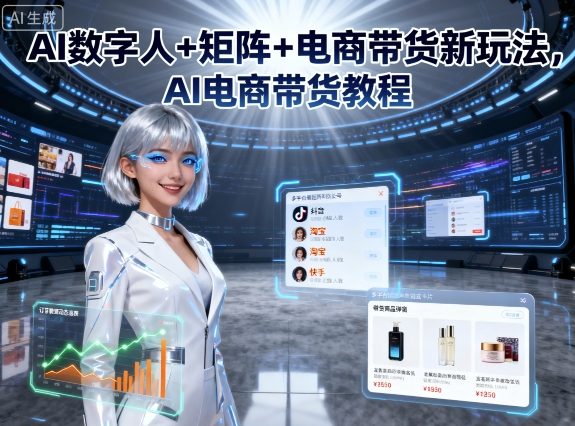 AI数字人+矩阵+电商带货新玩法，AI电商带货教程-靠谱项目库