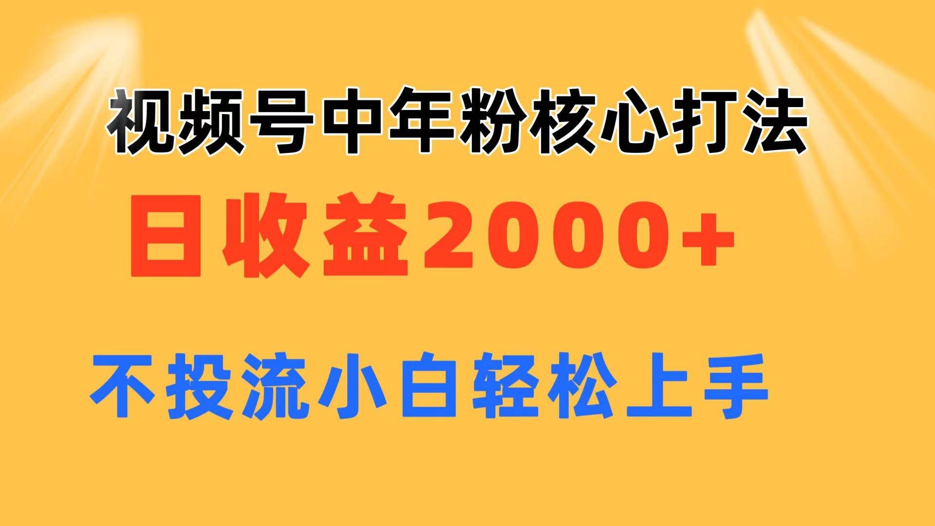 （11205期）视频号中年粉核心玩法 日收益2000+ 不投流小白轻松上手-靠谱项目库