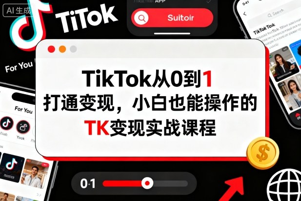 TikTok从0到1打通变现，小白也能操作的TK变现实战课程-靠谱项目库