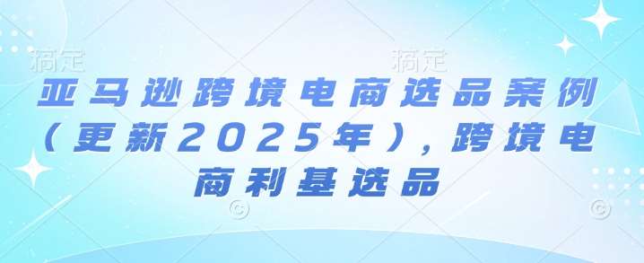 亚马逊跨境电商选品案例(更新2025年)，跨境电商利基选品-靠谱项目库