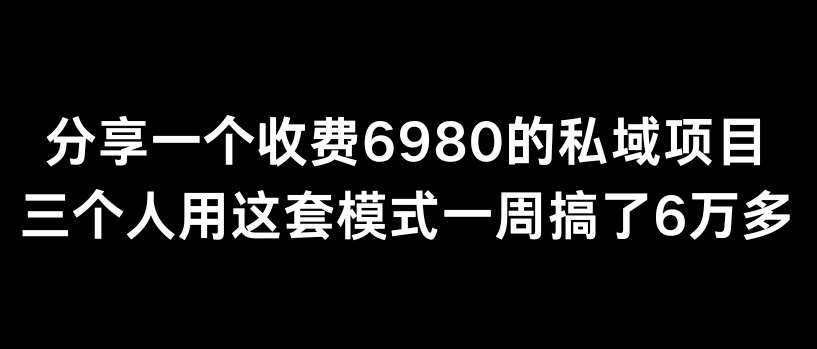 分享一个外面卖6980的私域项目三个人用这套模式一周搞了6万多【揭秘】-靠谱项目库