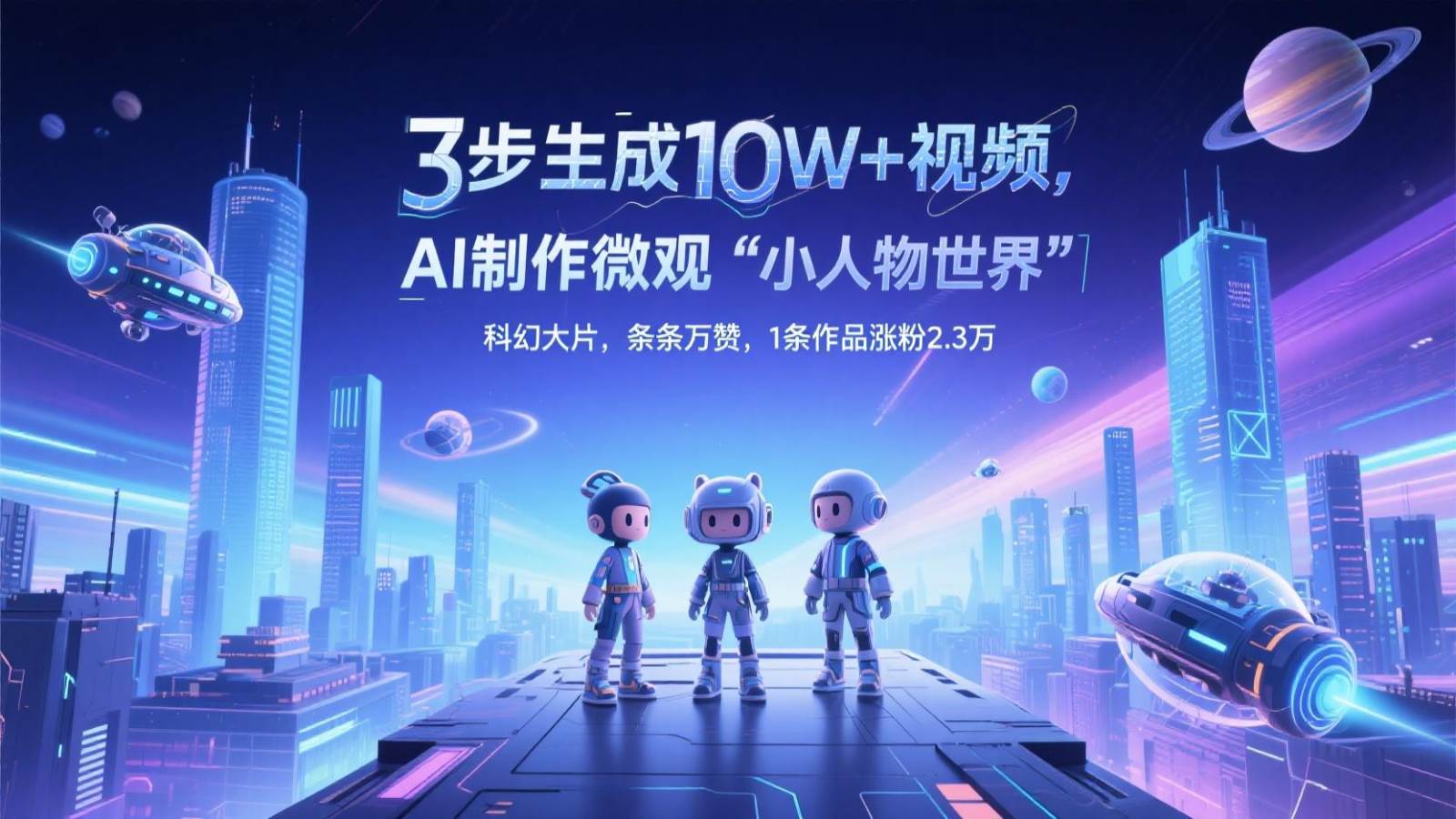 三步生成10W+视频，AI制作微观“小人物世界”科幻大片，条条万赞，1条作品涨粉2.3万-靠谱项目库