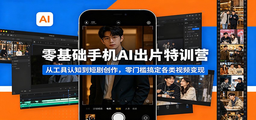 零基础手机AI出片特训营：从工具认知到短剧创作，零门槛搞定各类视频变现-靠谱项目库