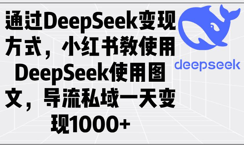 （14179期）通过DeepSeek变现方式，小红书教使用DeepSeek图文，导流私域一天变现1000+-靠谱项目库