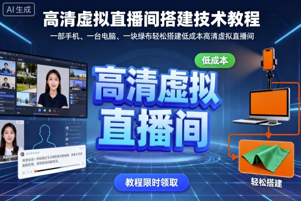 高清虚拟直播间搭建技术教程，一部手机、一台电脑、一块绿布轻松搭建低成本高清虚拟直播间-靠谱项目库
