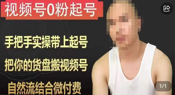 天诺老吴视频号0粉起号课程，手把手实操带上起号，把你的货盘搬视频号，自然流结合微付费-靠谱项目库