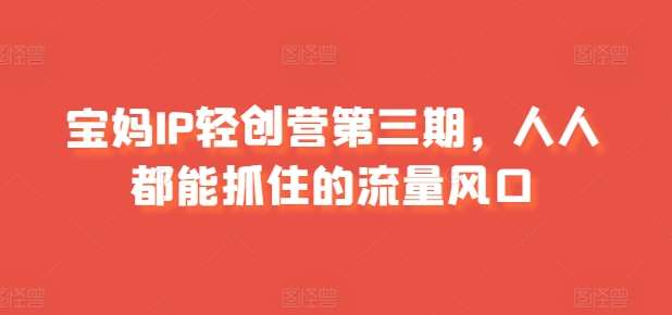 宝妈IP轻创营第三期，人人都能抓住的流量风口-靠谱项目库