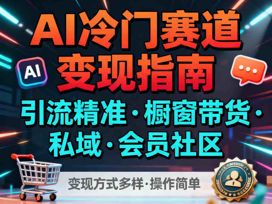 AI冷门赛道，引流精准，橱窗带货+私域+会员社区，变现方式多样，操作简单-靠谱项目库