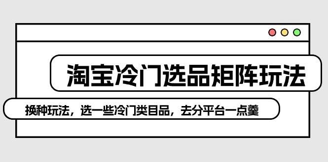 （10159期）淘宝冷门选品矩阵玩法：换种玩法，选一些冷门类目品，去分平台一点羹-靠谱项目库