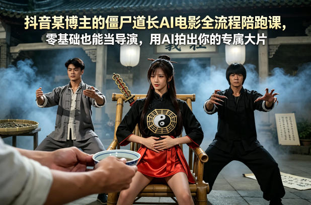 抖音某博主的僵尸道长AI电影全流程陪跑课，零基础也能当导演，用AI拍出你的专属大片-靠谱项目库
