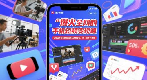 爆火全网的手机短视频变现课，0基础教你拍摄剪辑涨粉运营变现，用一部手机挣钱-靠谱项目库