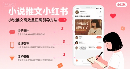 小说推文小红书高转化引导方法实操课，小说推文高效且正确引导方法-靠谱项目库