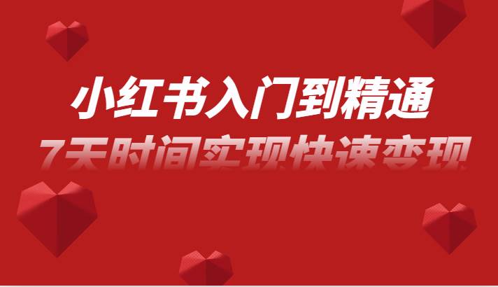 小红书入门到精通课，无货源电商实操运营，7天时间实现快速变现-靠谱项目库